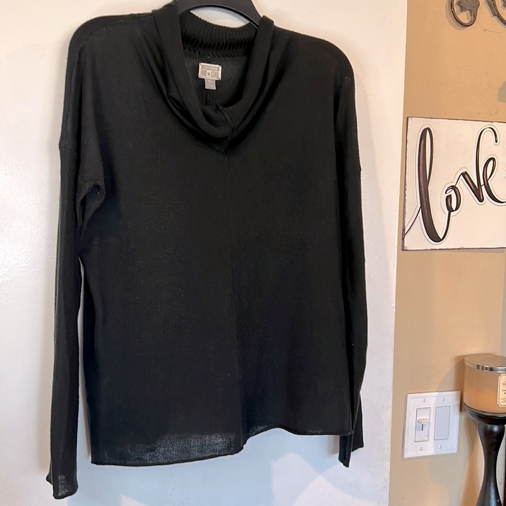 EUC Womens Converse Lightweight Black Cowl Neck Sweater